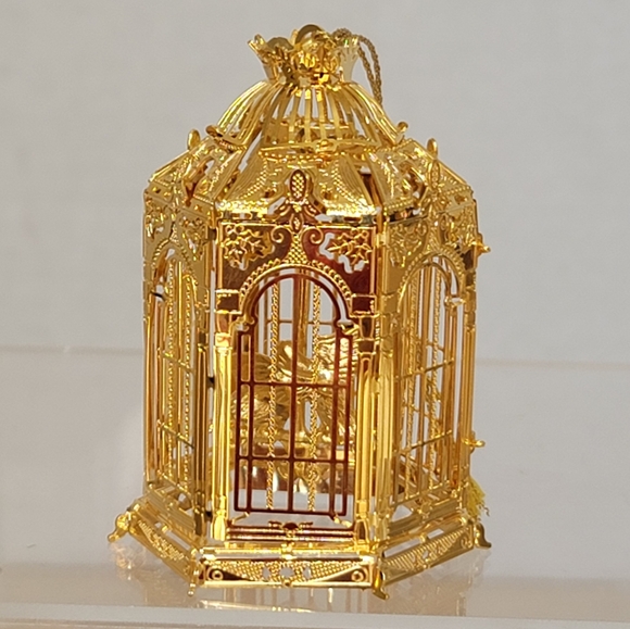 Danbury Mint 2006 Festive Bird Cage Christmas Ornament Gold Plated Collection - Picture 5 of 11